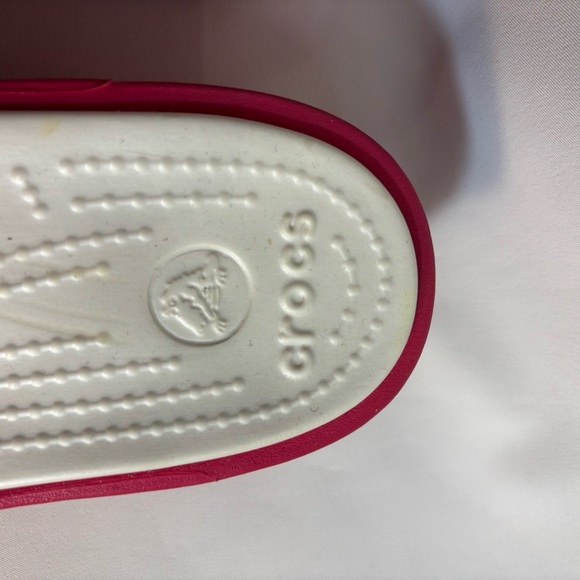 CROCS Sz 9 Straps Slip On Wedge Pink Sandals Slides - Picture 3 of 11